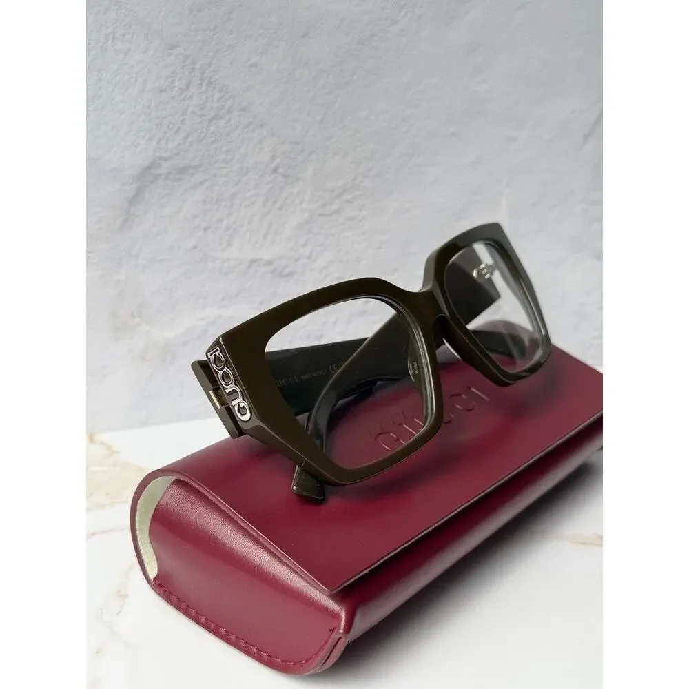 NEW Gucci GG2042O Brown Oversized Square Eyeglasses Frames